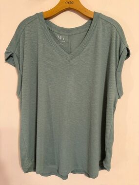 Pistachio Green Ribbed Top